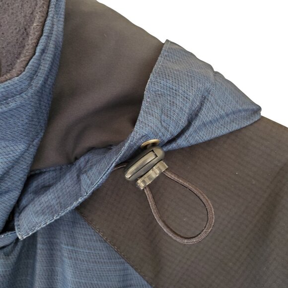 FREE TECH Hooded Jacket Coat Men's L Blue Quilt Lining Full Zip Placket Pocket - Picture 9 of 12